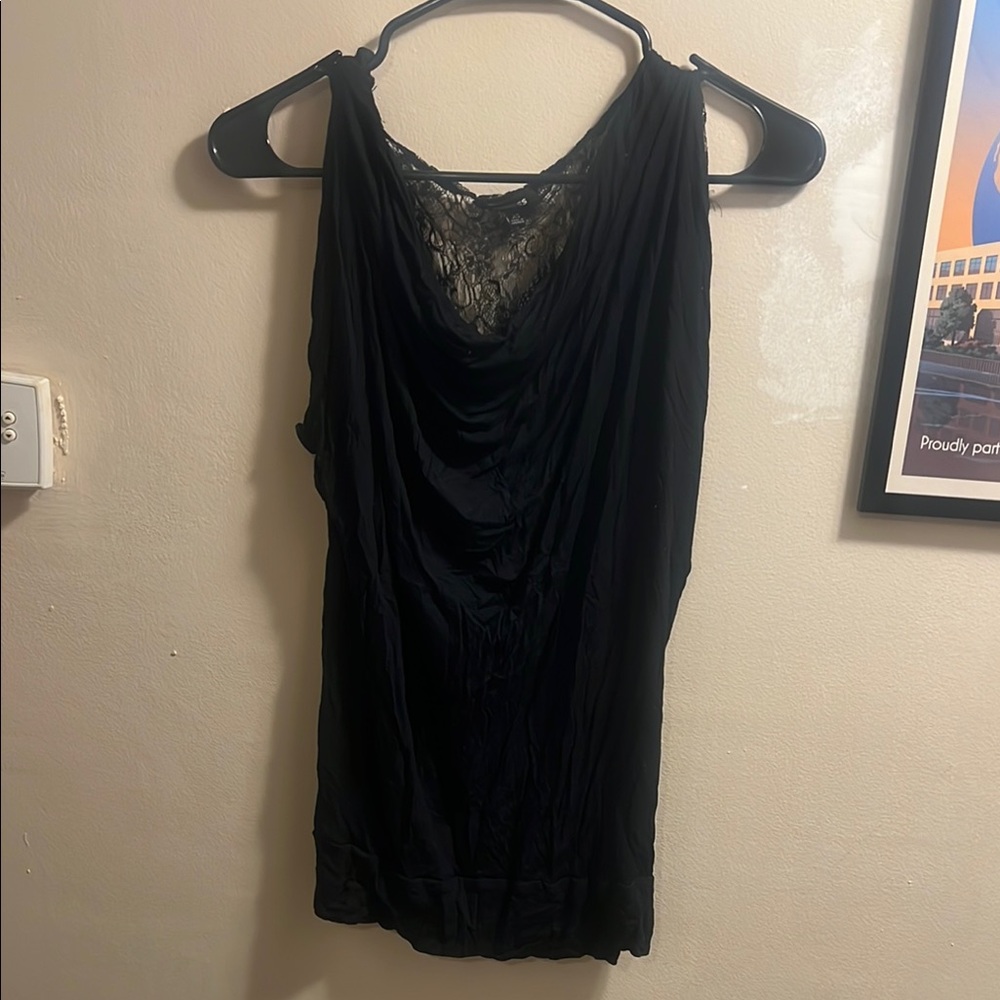 Vintage Express Black Lace Detail Blouse